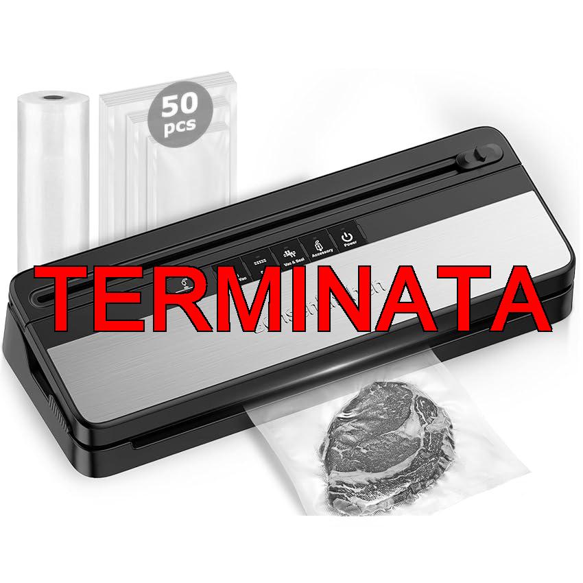 Bonsenkitchen Macchina per Sottovuoto Alimenti, Macchine Sottovuoto Alimenti multifunzione con 50 sacchetti sottovuoto e 1 rotolo per sottovuoto, Taglierina Integrata, VS3016