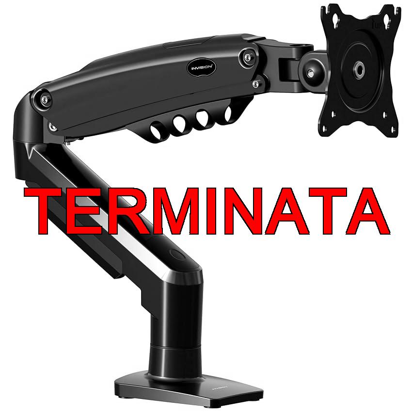 Invision Braccio Monitor Supporto Schermi 19-32 pollici, VESA 75, 100mm, Morsetto Scrivania, Regolazione Dell’altezza con Inclinazione, Girevole e Ruota, Capacità di Carico 2-9kg MX200 Braccio Singolo