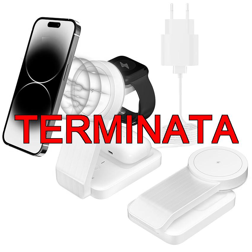 Tigratigro Caricatore Wireless per iPhone con Mag-Safe, 3 in 1 Ricarica Rapida Stazione Magnetica Pieghevole portatile Charger per iPhone 12, 13, 14, 15, 16, AirPods 2, 3, 4, Pro, Apple Watch-Bianco