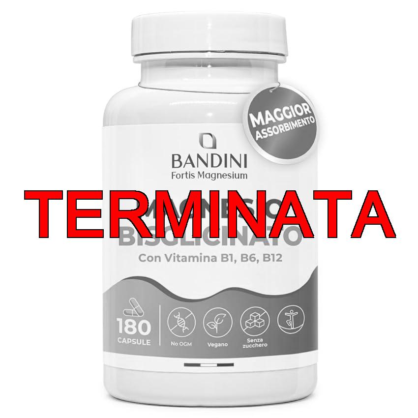 Bandini® Magnesio Bisglicinato 180 Capsule (2 mesi), 350 mg di Glicinato, Chelato per dose arricchito di Vitamina B1, B6, B12 Anti stress e fatica, Integratore per Sistema Nervoso, 100% Vegan