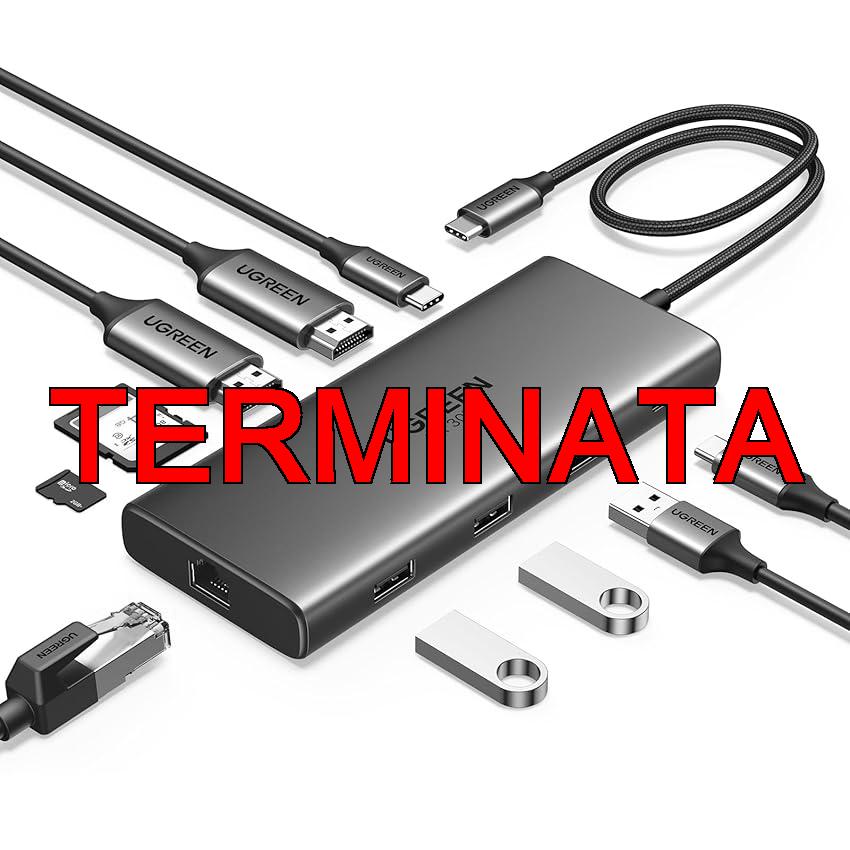 UGREEN Revodok Pro 210 Docking Station USB C 10 In 1 Doppio HDMI 8K30Hz 4K60Hz Hub Adattatore Type C Ethernet Gigabit PD 100W Lettore Schede SD TF Compatibile con MacBook Air M2 M1