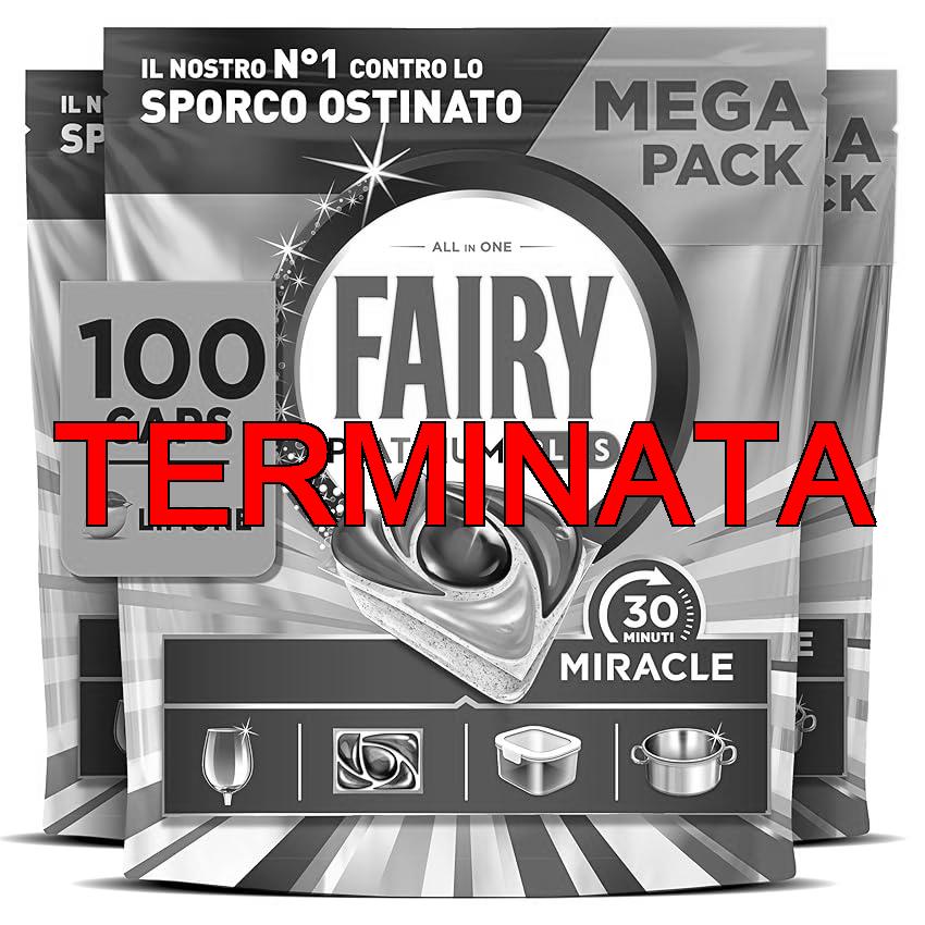 Fairy 30 Minuti Miracle Detersivo Pastiglie Lavastoviglie, 100 Capsule, Limone, Il Nostro N.1 Contro Lo Sporco Ostinato, Potente Anche Nei Cicli Brevi, MEGA Pack
