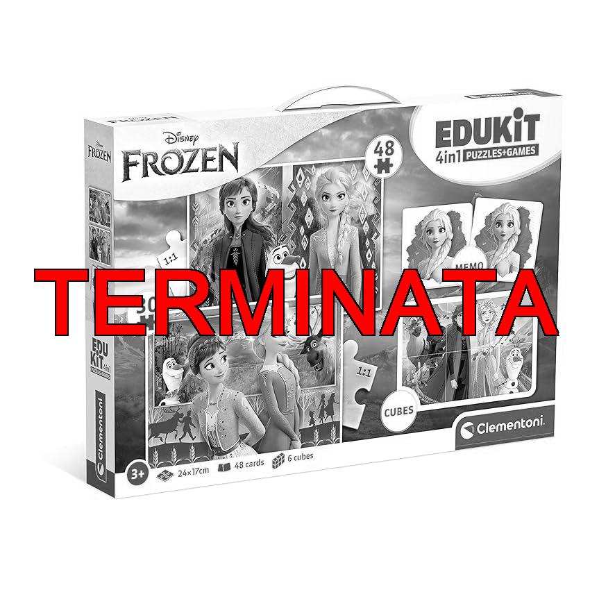 Clementoni Edukit 4 in 1-Disney Frozen-Set di Giochi 30 48 Pezzi, Memo e 6 Cubi, Educativo 4 Anni, Gioco Memory, Puzzle Bambini-Made in Italy, Colore Multilingua, 18292
