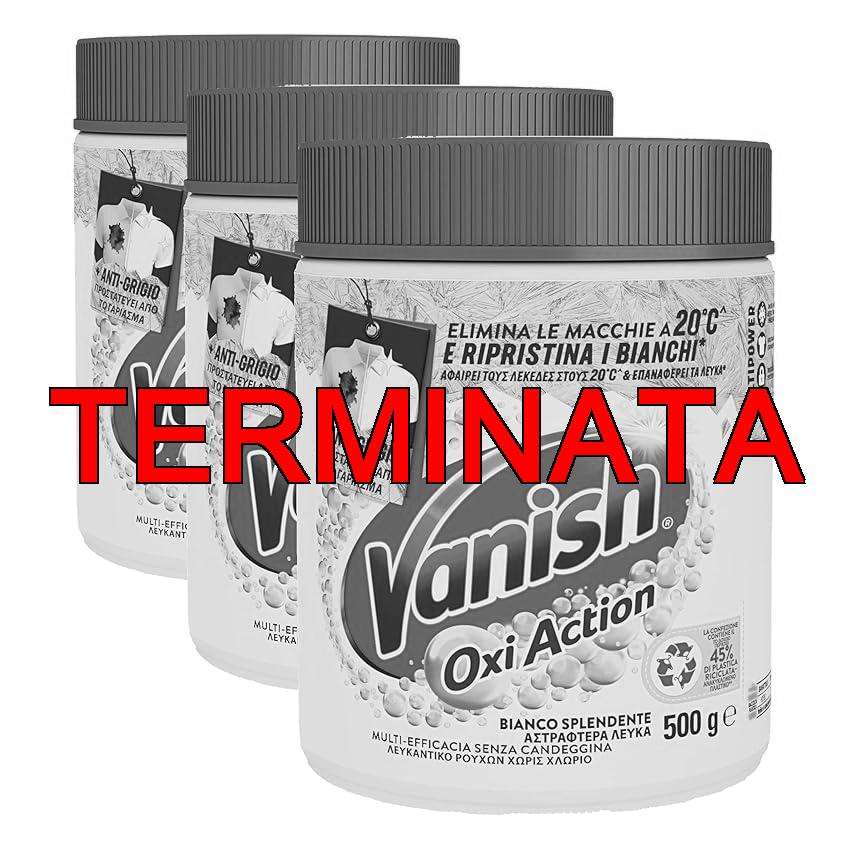Vanish Oxi Action Multipower Polvere Bianco Splendente, Smacchiatore per Capi Bianchi, 3 Confezioni da 500 g per Bucato, Additivo Lavatrice Multiazione senza Candeggina