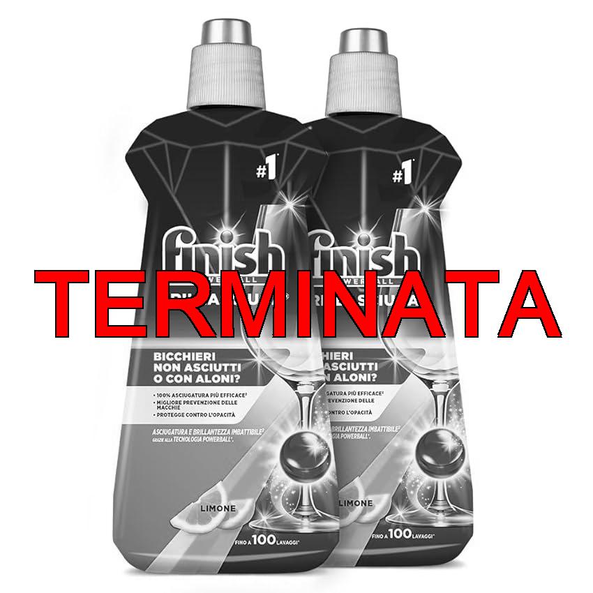 Finish Brillantante Lavastoviglie al Limone, 2 Prodotti da 500 ml di Brillantante, Additivo Lavastoviglie per Stoviglie Splendenti e Asciutte (Confezione da 2)