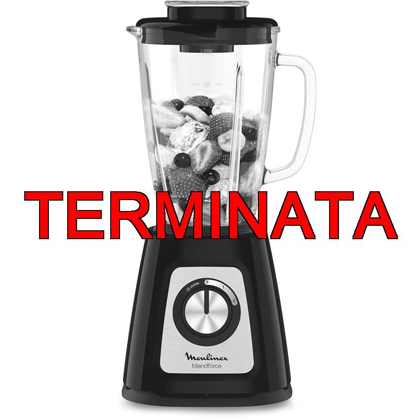 Moulinex Blendforce Frullatore, Sistema di Raffreddamento ad Aria, Potenza 800W, Tecnologia Smart Lock, Capacità 1.75Litri, Frullatore con Vaso in Vetro, 2 Velocità e Funzione a Impulsi, LM4308