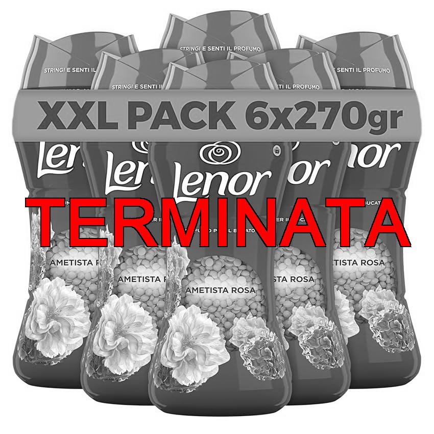 Lenor Profumatore Bucato Perle Profumate Lavatrice, Ametista Rosa, Mega Pacco 6 x 270g, Intensificatore Di Profumo