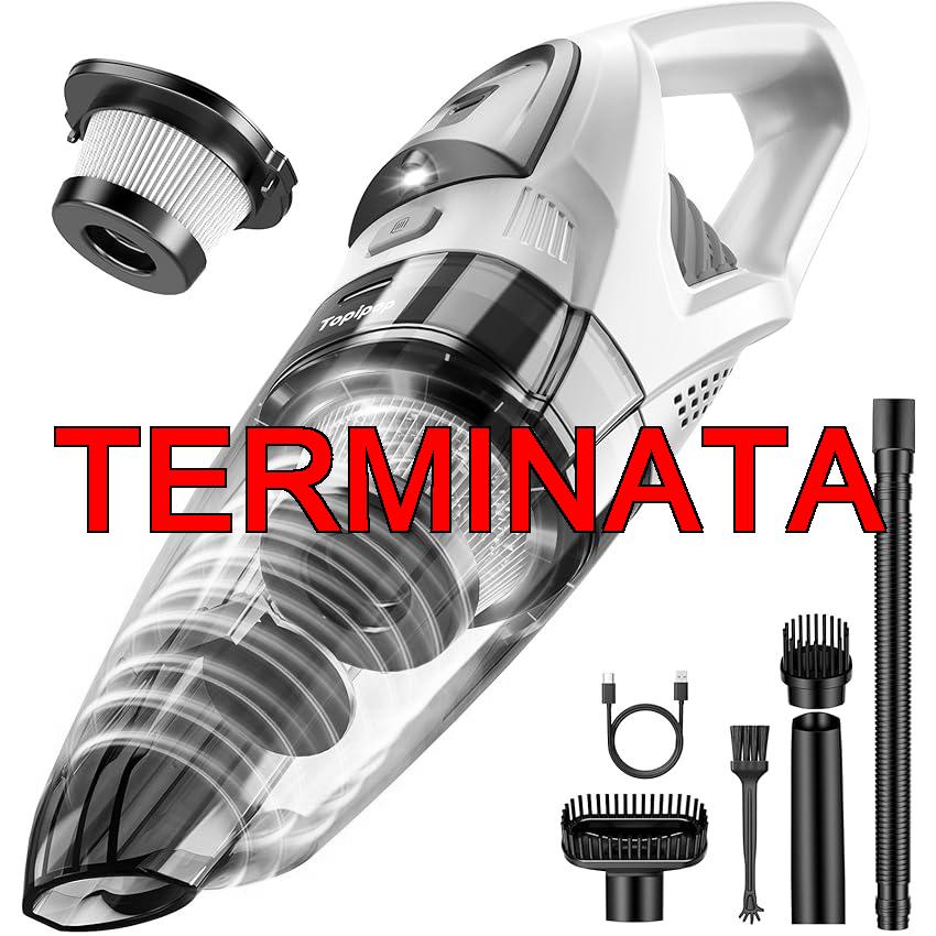 Topipop Aspirabriciole Senza Fili,Aspirapolvere Auto con Potenza di Aspirazione Elevata di 25KPa,Handheld Vacuum Cleaner Portatile con Filtro HEPA per Leggero per Peli di Animali,Tappeti,Casa (Nero)