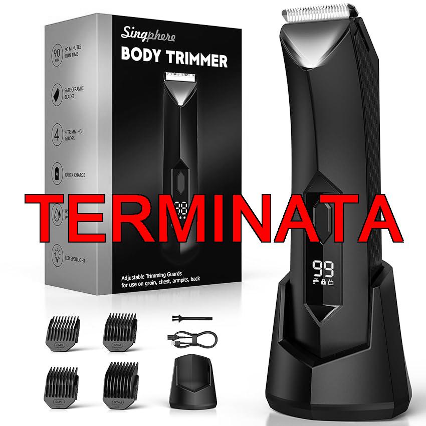 Singphere Rasoio Elettrico Corpo Uomo, Rasoio corpo uomo con 4 pettini, Rasoio Parti Intime con luce LED e display, Rasoio intimo uomo per ascelle, viso, arti, capelli, impermeabile IPX7