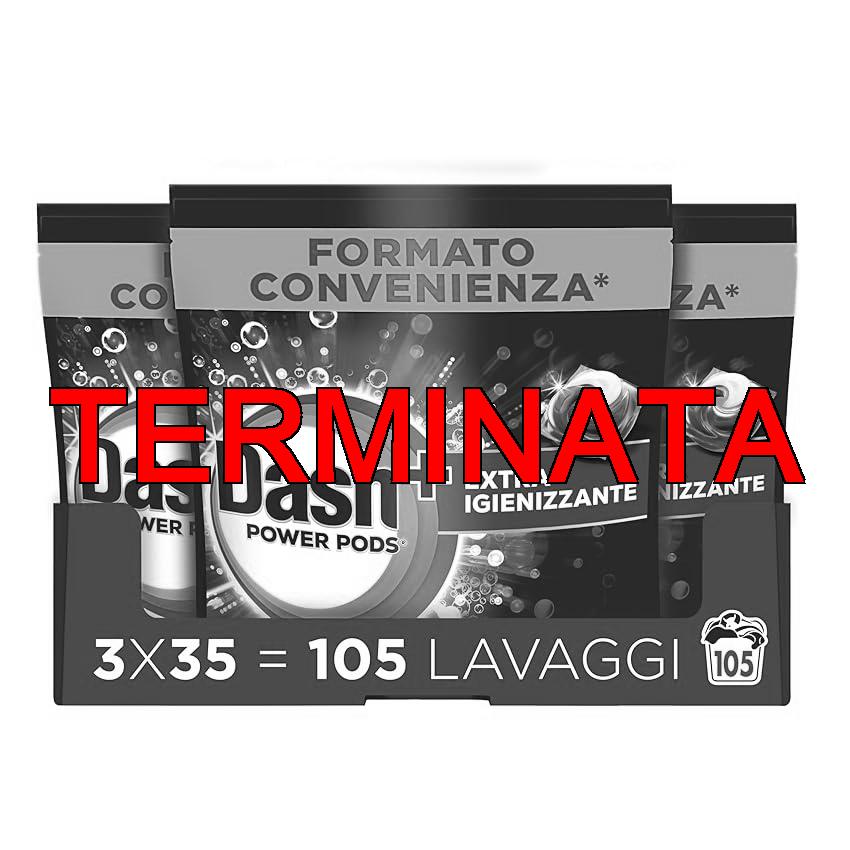 Dash Power Pods Detersivo Lavatrice In Capsule, 105 Lavaggi (3×35), Extra Igienizzante, Pulizia profonda contro sporco e batteri, Pulizia Impeccabile