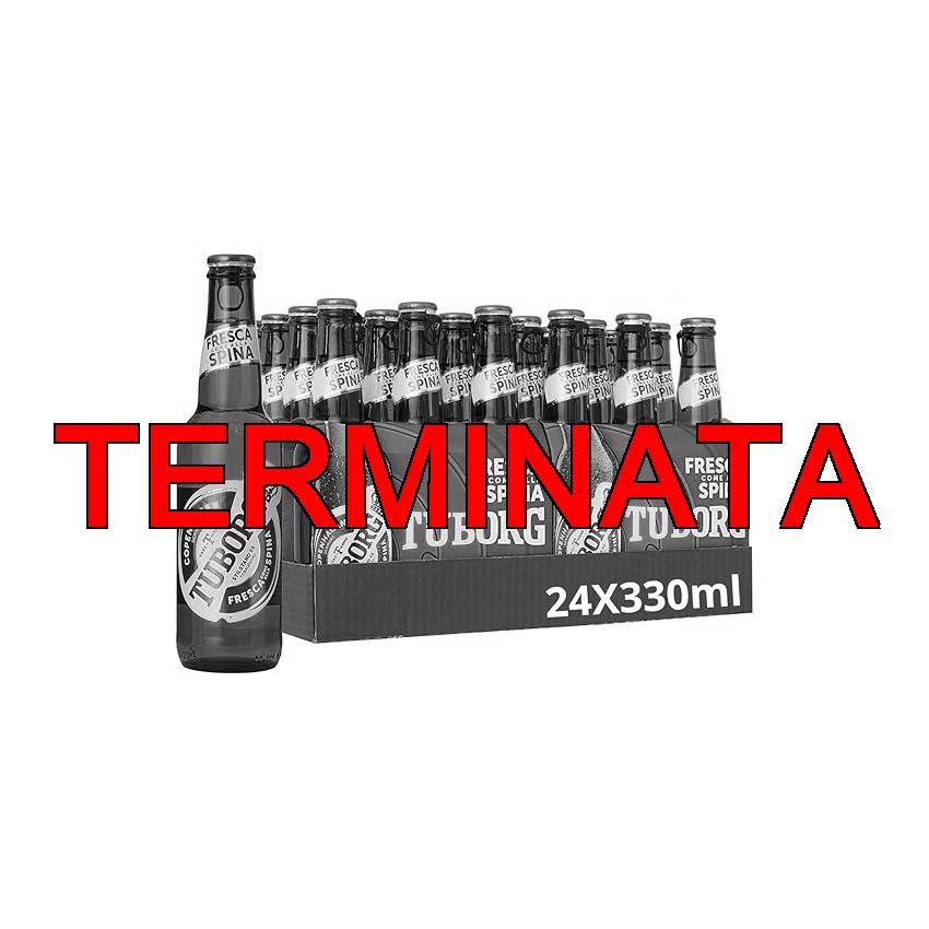 Tuborg, Cassa con 24 Bottiglie da 33cl, Birra Lager, Gusto Fresco e Dissetante, Gradazione Alcolica 5.0% Vol