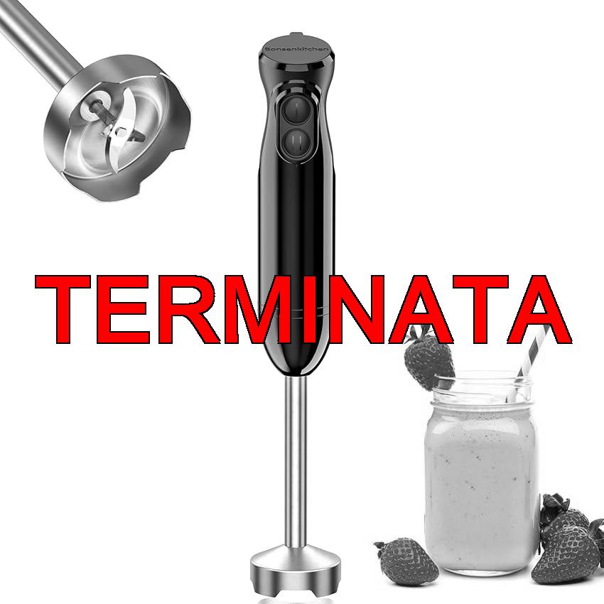 Bonsenkitchen Frullatore a Immersione 1000 W in Acciaio Inossidabile, 2 Velocità, Bacchetta per Mescolare Gli Alimenti per Bambini, Zuppe, Purea, HB3201 (nero)