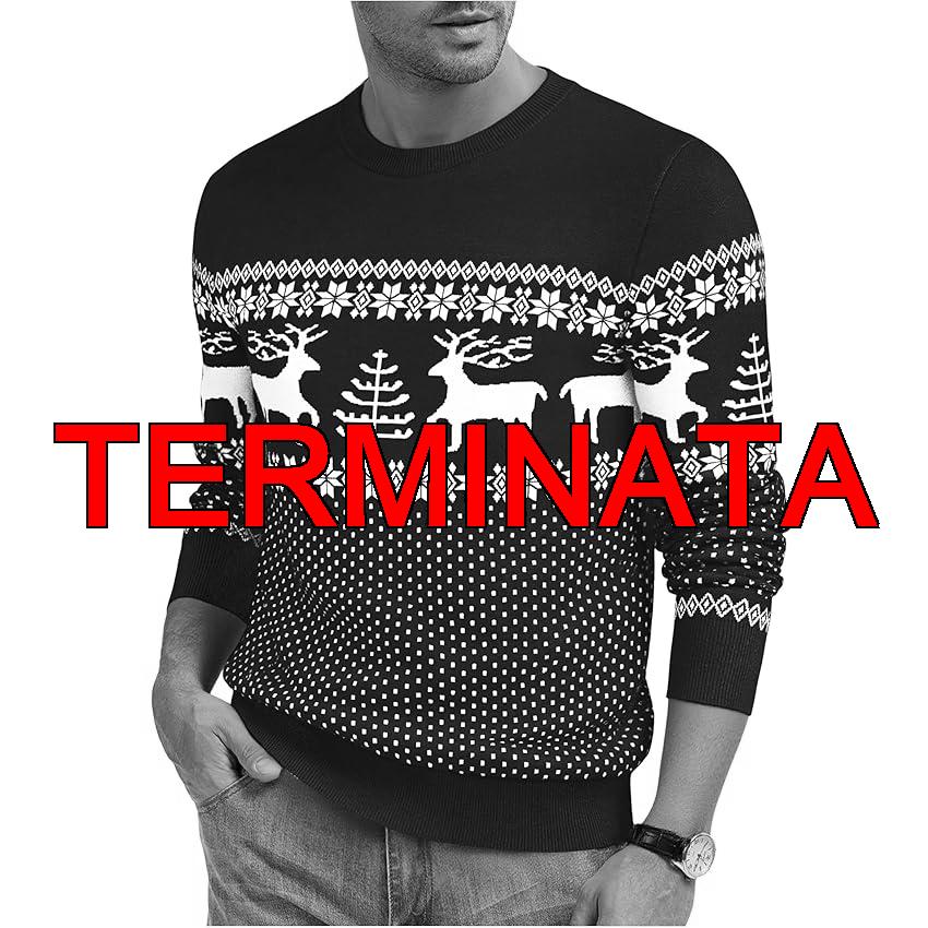 Uniexcosm Maglione Natalizio Uomo, Maglie Natale Manica Lunga Girocollo, Xmas Pullover Con Renna e Albero di Natale Stampa, Caldo Maglieria per Autunno Inverno