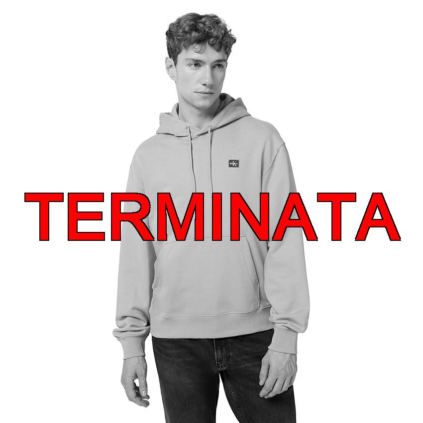 Calvin Klein Uomo Felpa Terry Badge con Cappuccio, Grigio (Formal Gray), XS