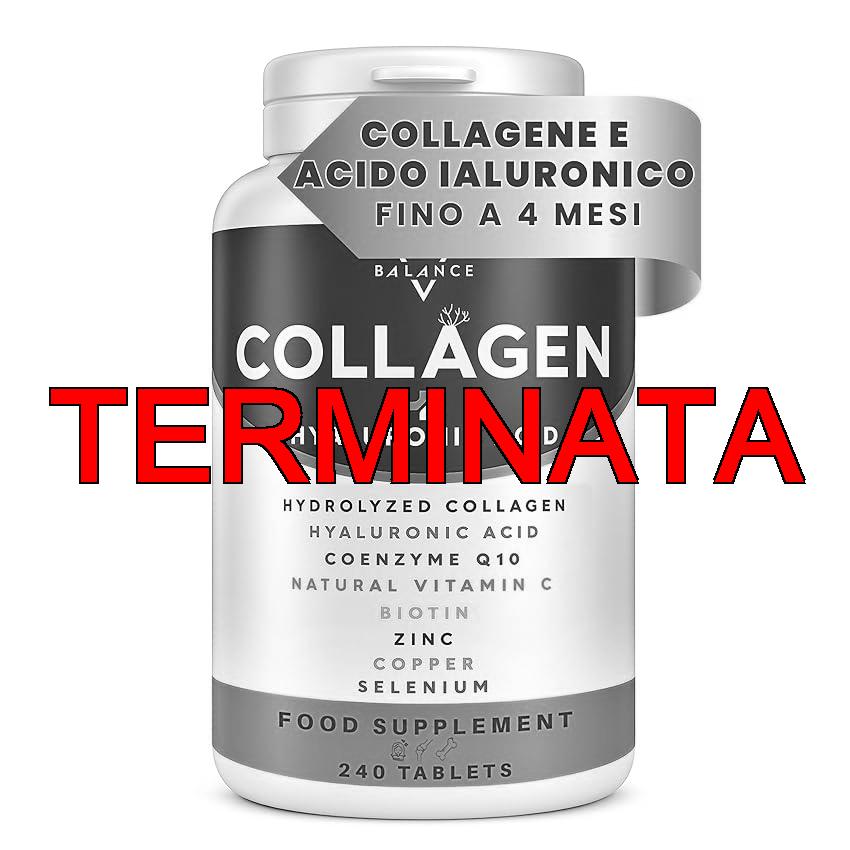 COLLAGENE IDROLIZZATO 2000MG – 240 COMPRESSE | Collagene e Acido Ialuronico, Coenzima Q10, Vitamina C, Biotina e Zinco per Pelle, Ossa e Articolazioni