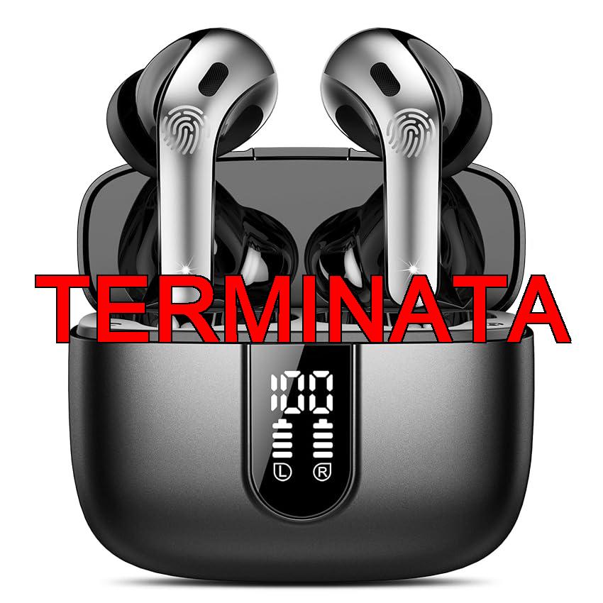 Cuffie Bluetooth, 2024 Auricolari Bluetooth 5.3 Stereo HiFi con 4 HD Mic, Cuffie Wireless In Ear ENC Cancellazione Rumore, Cuffie Senza Fili con LED Display 50 Ore, IP7 Impermeabile, Nero