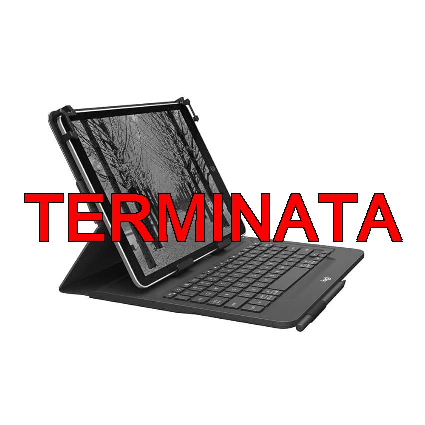 Logitech Universal Folio Cover iPad o Tablet con Tastiera Bluetooth Wireless, Apple, ‎Android, Windows da 9-10 Pollici, Facile Configurazione, Durata Batteria Fino a 2 Anni, ‎Spagnolo QWERTY, Nero