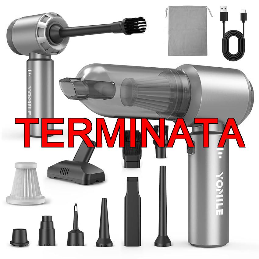 Yomile Aspirabriciole Senza Fili 4 in 1, Aspirapolvere Auto 25000PA Aspirapolvere Senza Fili Potente con Motore Brushless, Mini aspirapolvere Soffiatore Aspiratore per Casa, Ufficio, Cucina