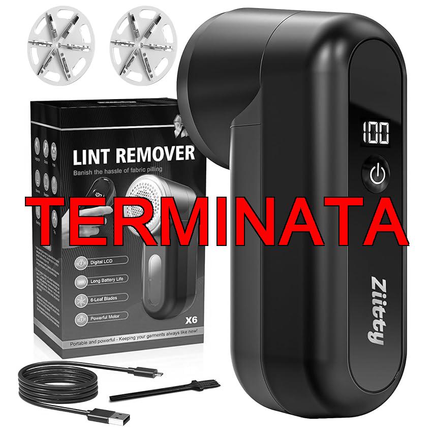 Ziitty Leva pelucchi Elettronico, Viene Fornito con 3 Lame da 6 in Omaggio, Display LCD, Cavo di Ricarica Type-C, Piccola Spazzola, Adatto a Tutti i Tessuti, Grande Regalo di Famiglia per le Donne