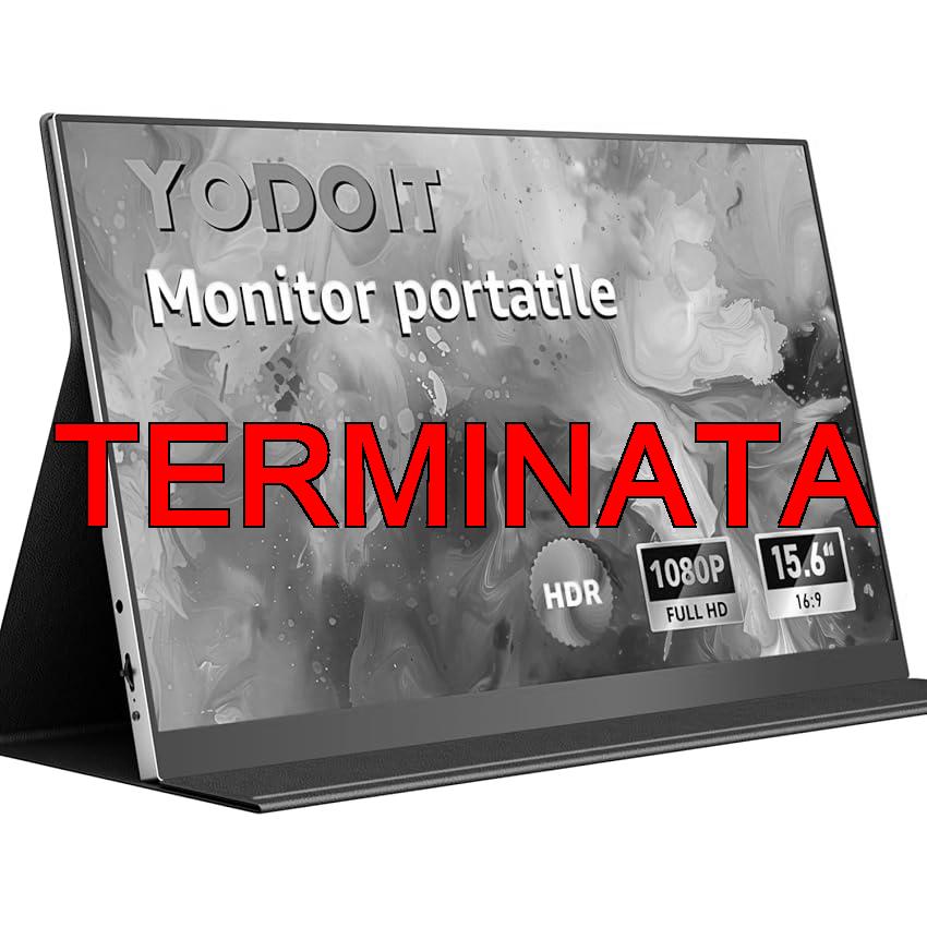 Yodoit Monitor Portatile da 15,6″ con display IPS FHD 1920x1080P | Connettività USB-C e HDMI, altoparlanti integrati, con Smart Cover, per laptop, PC, Mac, PS3, 4, 5, Xbox