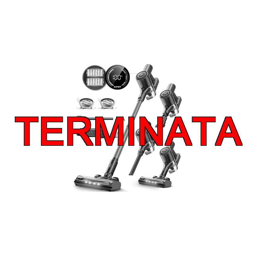 Zynet DP2 Aspirapolvere Senza Fili con Doppia Batteria, 45KPa, 60Min, 500W, Display LED, Asta Telescopica, Autoportante, LED Verde, Scopa Elettrica Senza Fili per Peli Di Animali, Tappeti, Pavimenti Duri