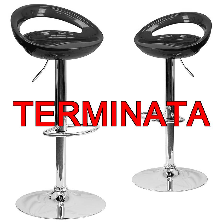 Flash Furniture Sgabello contemporaneo da bar regolabile in altezza, in plastica, con schienale arrotondato forato e base cromata, in ABS, blu, set da 2 unità