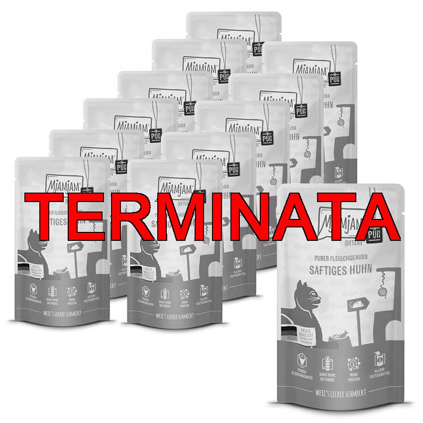 MjAMjAM – cibo umido premium per gatti – Quetschie – Succoso pollo puro, confezione da 12 (12 x 125 g), senza cereali con carne extra