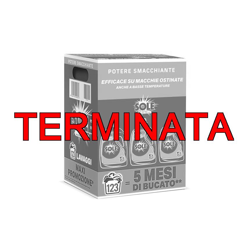 Sole Detersivo Lavatrice Potere Smacchiante 123 Lavaggi, Formula Igienizzante, Detersivo Lavatrice Liquido Potere Smacchiante, rimuove le macchie a basse temperature