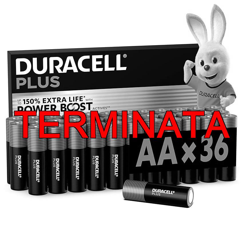 DURACELL Batterie Plus AA (Confezione da 36) – Batterie Alcaline da 1,5 V – Fino al 150% di durata extra con Attivi POWER BOOST– Affidabilità per i dispositivi di utilizzo quotidiano –MN1500