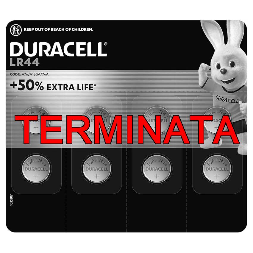 Duracell Batterie LR44 (confezione da 8) (A76) Pile alcaline specialistiche da 1,5 V – +50% EXTRA DURATA– Per l’utilizzo in termometri digitali, calcolatrici, torce, orologi da polso