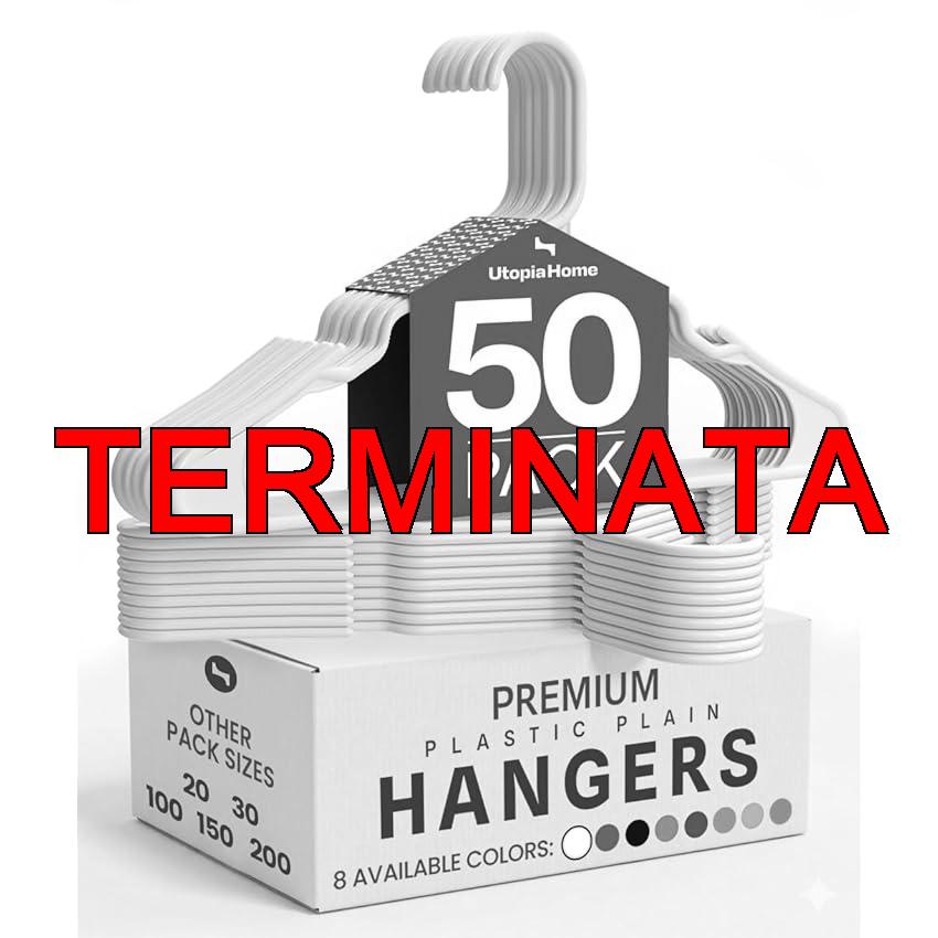 Utopia Home 50 confezioni di appendini in plastica salvaspazio, resistenti con scanalature per la spalla, bianco
