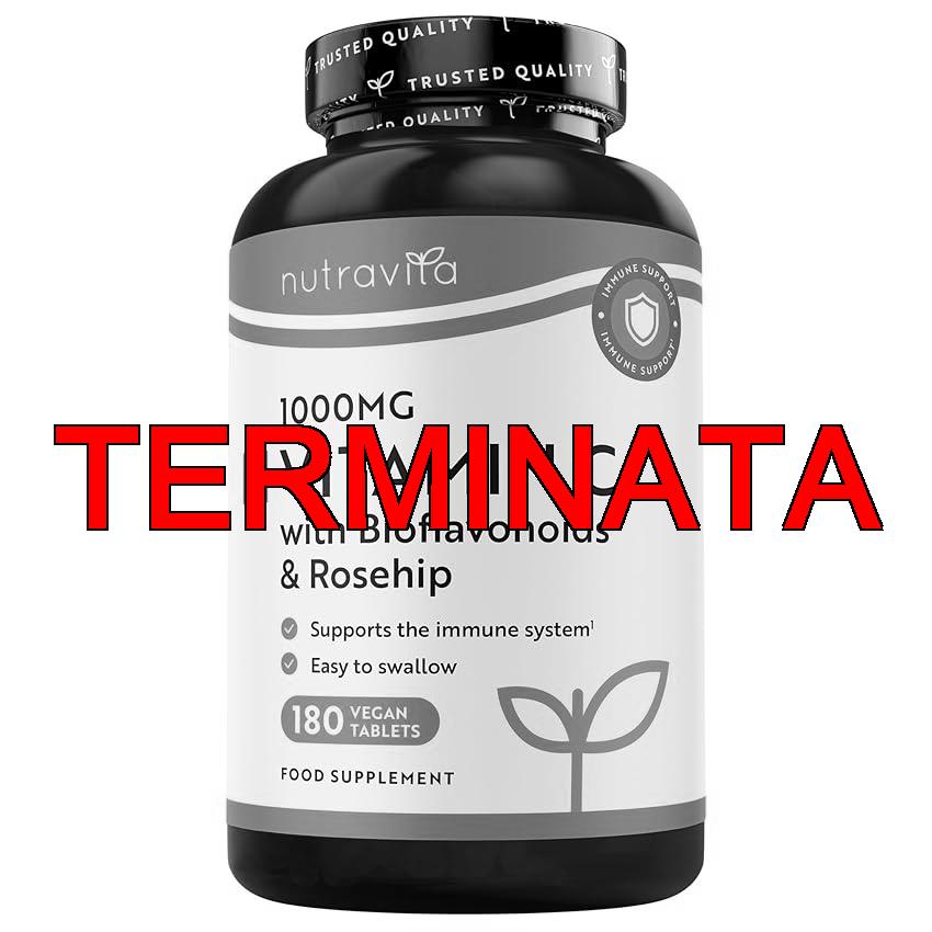 Nutravita Vitamina C 1000mg – 180 Vit C Compresse per 6 Mesi – Vitamina C Pura con Rosa Canina e Flavonoidi – Acido Ascorbico – 100% Vegan – Normale Funzione del Sistema Immunitario