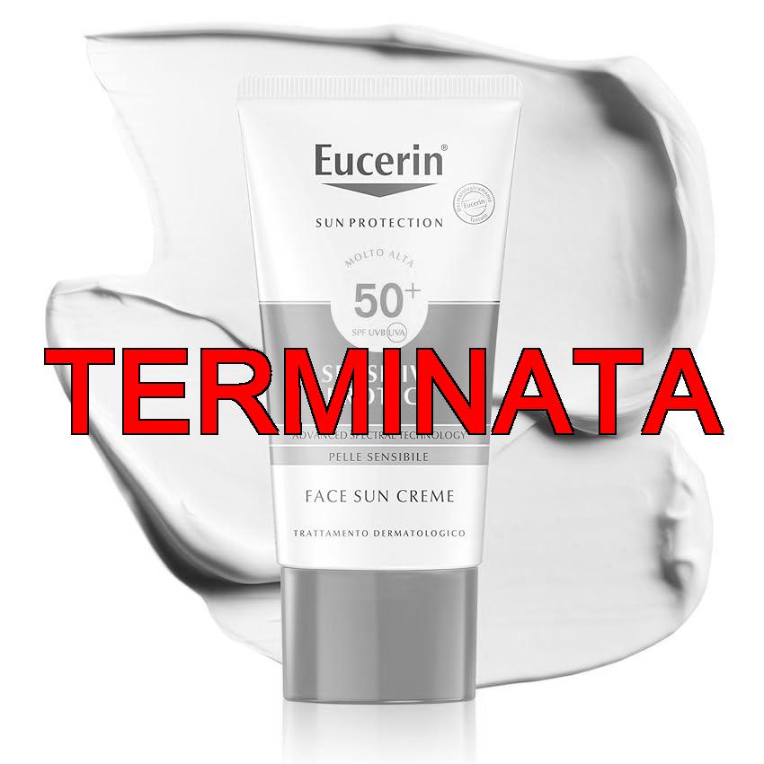 Eucerin Sensitive Protect Sun Creme SPF 50+ 50 ml, Crema solare viso 50+ con filtri UVA, UVB, Protezione solare viso 50+ dalla texture leggera adatta per pelle secca, sensibile e atopica