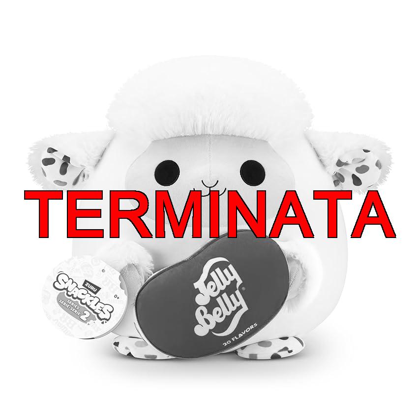 Snackle Serie 2 Snackle da 20 cm di ZURU, peluche batuffoloso, coccoloso e schiacciabile da 20 cm con accessorio snack, Lamb (Jelly Belly)