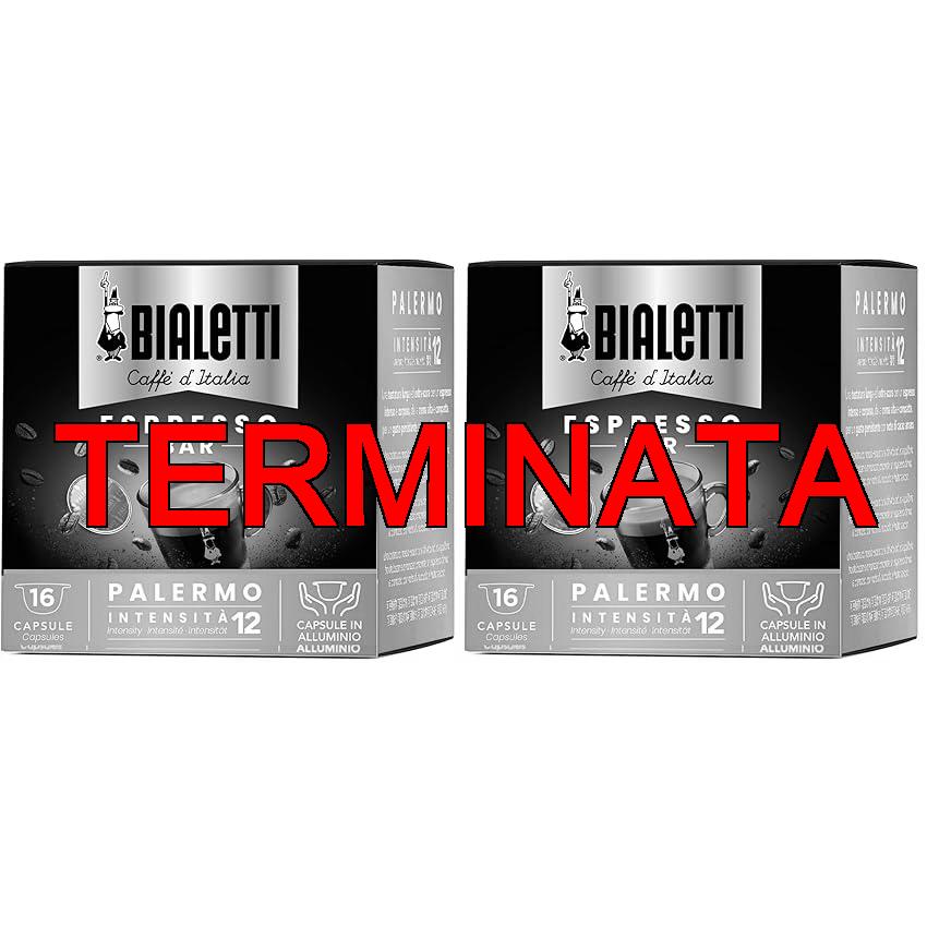 Bialetti Caffè d’Italia, Box 16 Capsule, Palermo, Intensità 12, Compatibili con Macchine Bialetti sistema chiuso, 100% Alluminio (Confezione da 2)