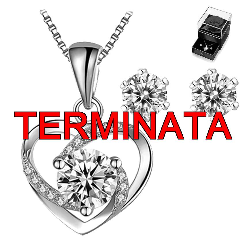 Dr. MUYA® Rosa Eterna con Collana e Orecchini a Forma di Cuore, Confezione Regalo, Rose Infinite, Regalo San Valentino per Lei, Ragazza, Moglie, Fidanzata