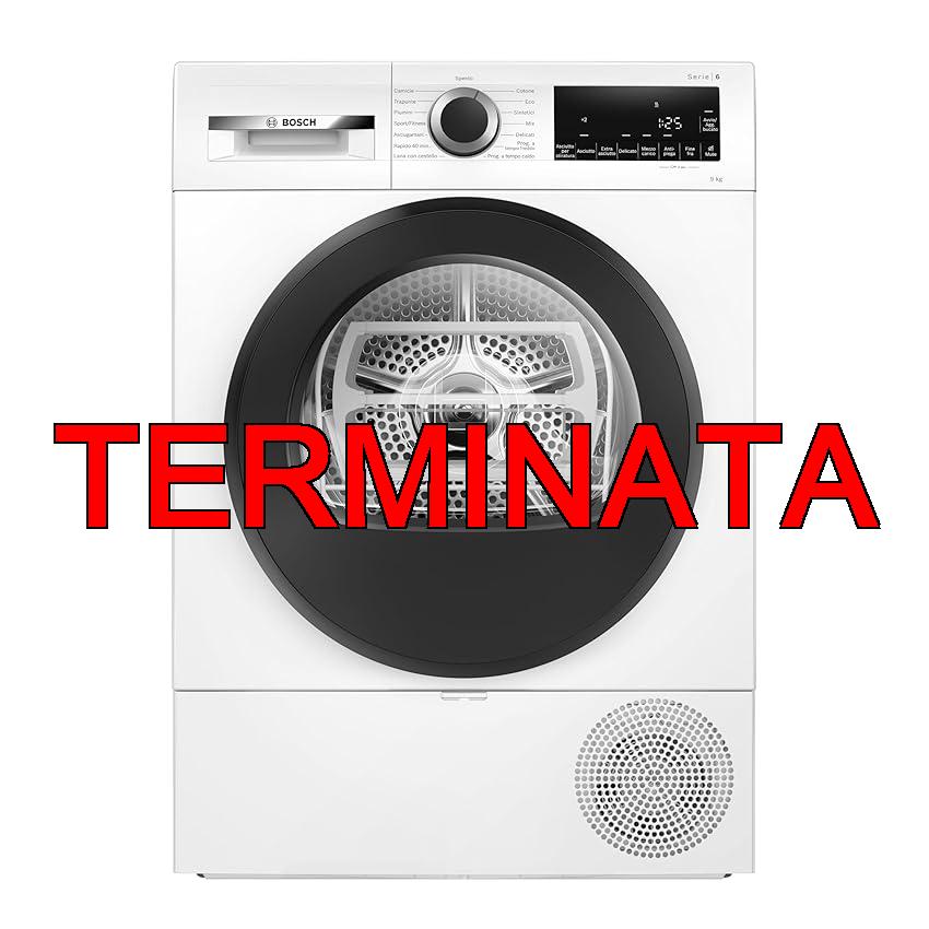 Bosch WQG24200IT Serie 6 Asciugatrice smart a pompa di calore, 9 kg, Classe energetica D, Sensori di asciugatura intelligenti, Filtro semplica da pulire, Cestello per capi in lana, Bianco, 60 Cm