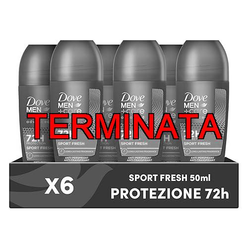 Immagine di Dove Men+Care Deodorante Roll On Advanced Care Sport Fresh, Deodorante Uomo Antitraspirante Senza Alcol, con 1, 4 di Crema Idratante, Protezione Fino a 72 Ore, 6 Pezzi da 50 ml