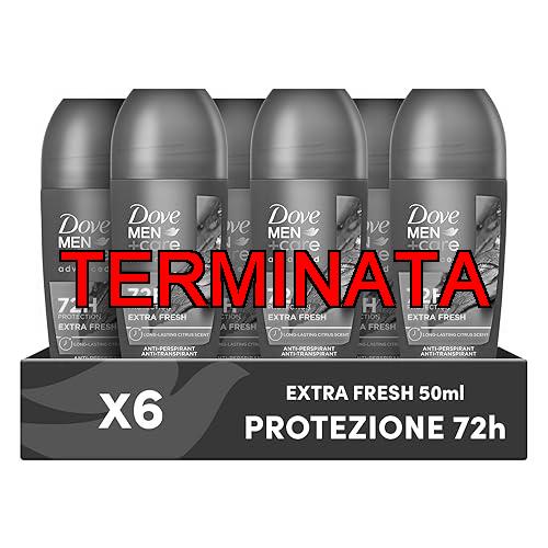 Immagine di Dove Men+Care Roll On Advanced Care Extra Fresh, Deodorante Uomo Antitraspirante Senza Alcol, con 1, 4 di Crema Idratante, Protezione Fino a 72 Ore, 6 Pezzi da 50 ml