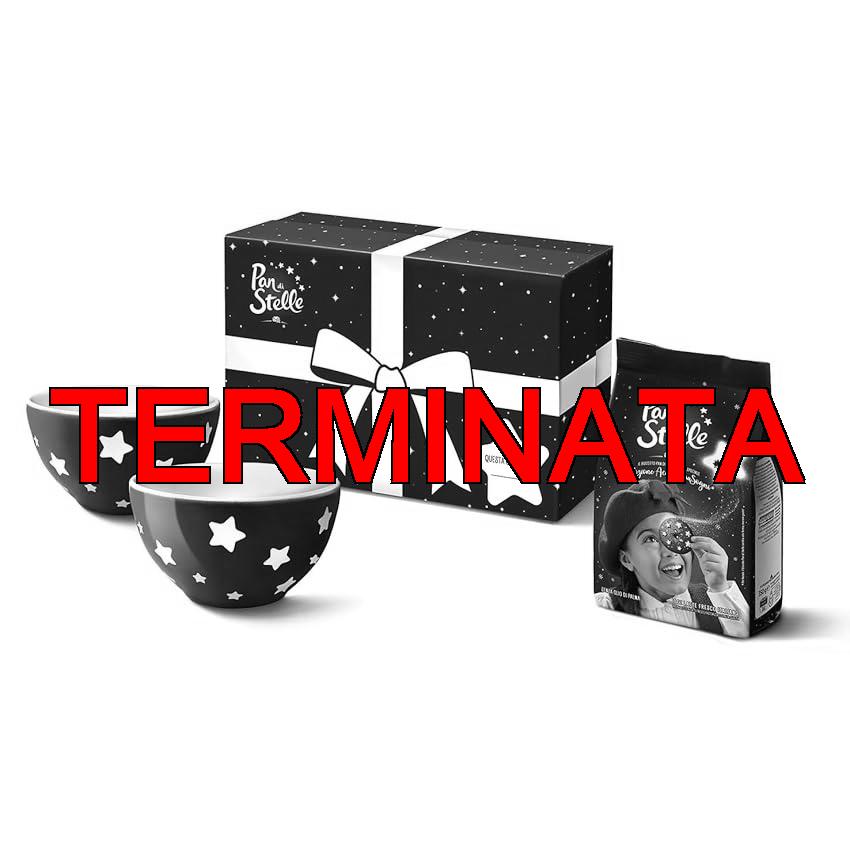 Pan di Stelle Gift Box 2025, Edizione Limitata con Due Tazze Decorate con Stelle e Sacchetto di Biscotti Pan di Stelle 350g