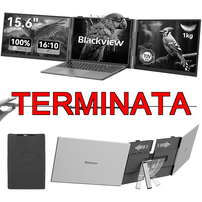 Blackview DCM8 Monitor Portatile 15,6″, 16:10 100% sRGB FHD IPS (1920 x 1200),TÜV, Doppio Schermo PC Portatile 13″ – 17,3″, Compatibile con Mac Windows Chrome (1 Kg)
