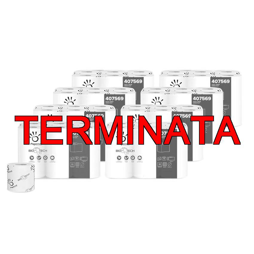Papernet Bio Tech – Carta Igienica 407569, 8 Confezioni x 12 Rotoli in Pura Cellulosa da 18,15m Ciascuno, Combatte Naturalmente i Batteri Patogeni, 2 Veli, 165 Strappi per Rotolo da 9,5x11cm