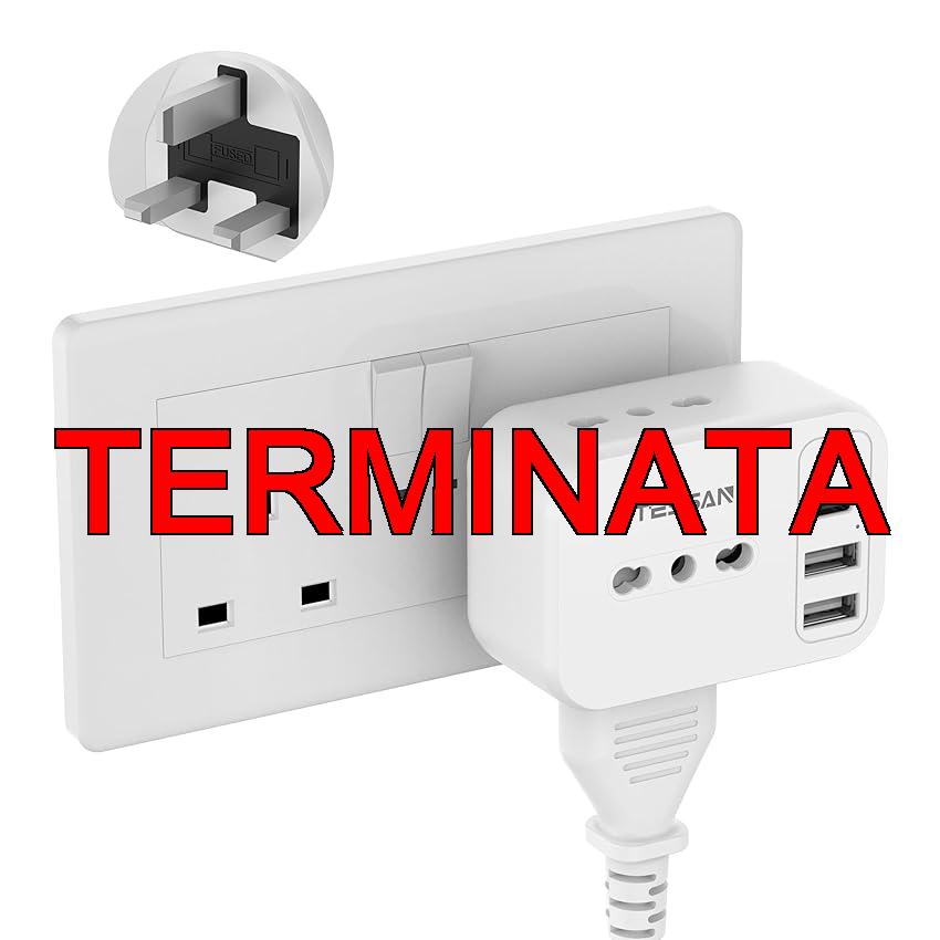 TESSAN Adattatore Presa Inglese con 2 USB C e 2 USB A, 7 in 1 Adattatori Prese Inglesi, Adattatore Spina Inglese 3250 W, Presa Tipo G per Regno Unito, Irlanda, Scozia, Singapore, Dubai, Malta