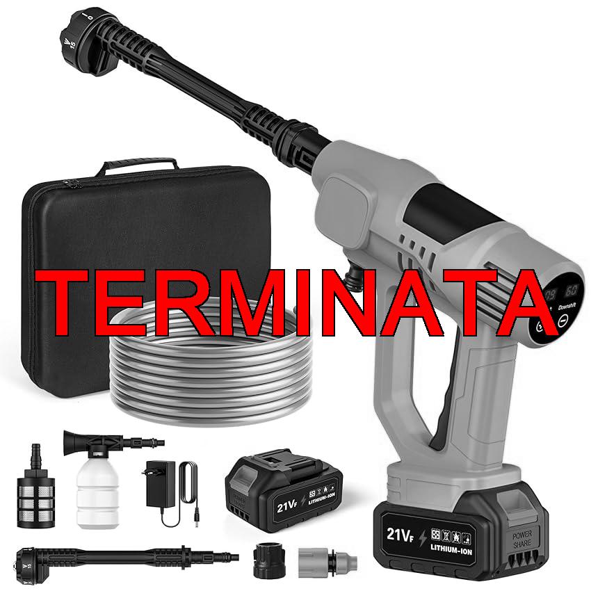 Idropulitrice a Batteria, 65 Bar Idropulitrice Portatile senza Fili con 1 x 3.0Ah Batteria, Ugello 6 in 1, 10 Livelli di Pressione Regolabili, Tubo da 5M, Schermo Tattile a LCD, per Auto e Giardino