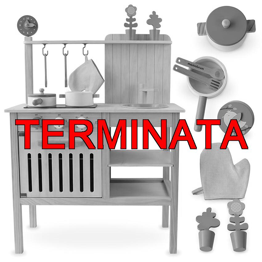 Mamabrum Cucina in Legno per Bambini 3+ – Stile Bohémien con Accessori, Cucina Giocattolo per Casa e Giardino, Giochi di Ruolo – Modello MAM131