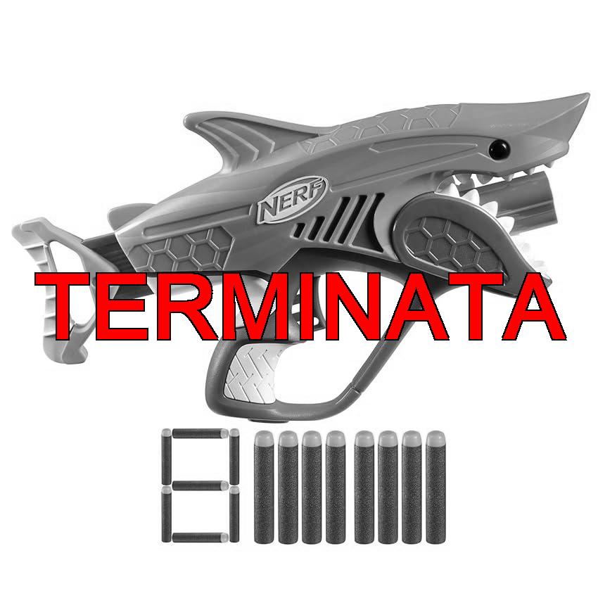 Hasbro Nerf Junior, Wild Sharkfire, Blaster Giocattolo Facile da Usare, Per Bambini e Bambine da 6 Anni in Su, a Forma di Squalo, Idea Regalo di Natale, Con 8 Dardi Nerf Elite Ufficiali, Grigio e Blu