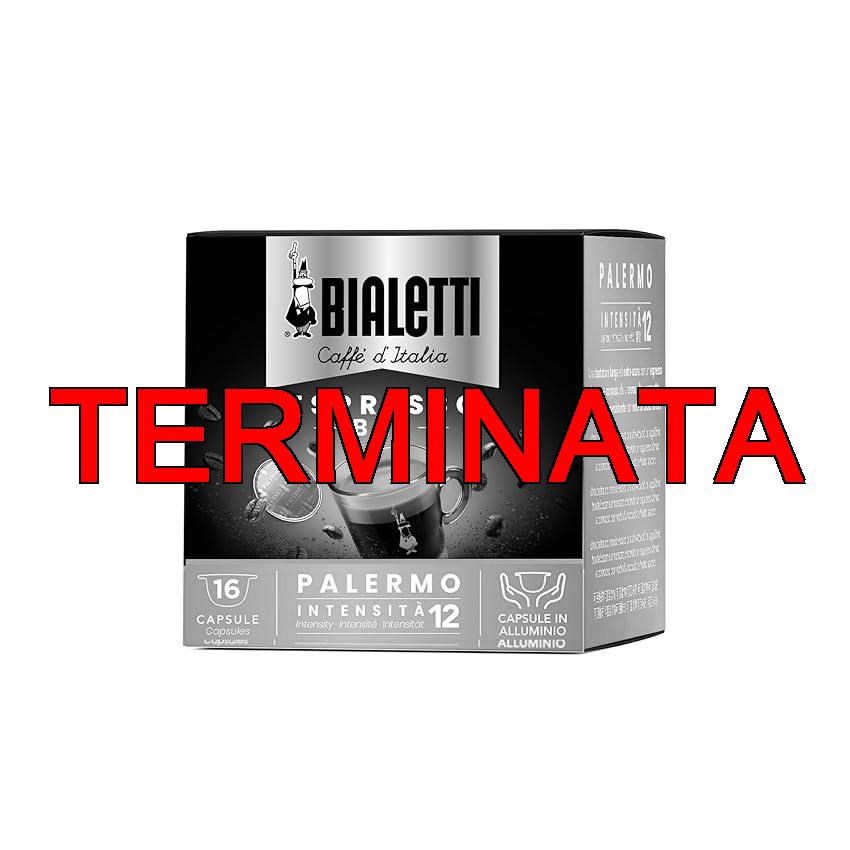 Bialetti Caffè d’Italia, Box 16 Capsule, Palermo, Intensità 12, Compatibili con Macchine Bialetti sistema chiuso, 100% Alluminio