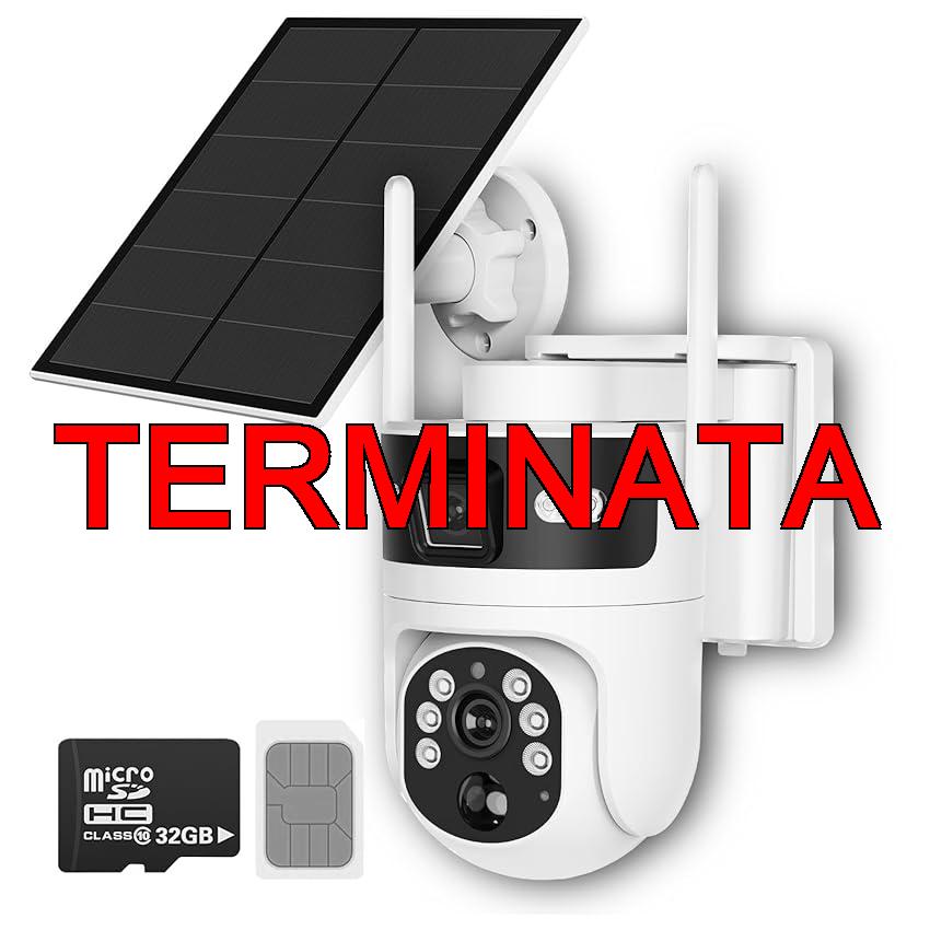 HLMNAKE Telecamera 4G LTE Esterno con Pannello Solare, Doppia Telecamera 4MP 360°+110°, Visione Notturna a Colori, Tracciamento Persone PIR e Notifiche APP, Audio Bidirezionale