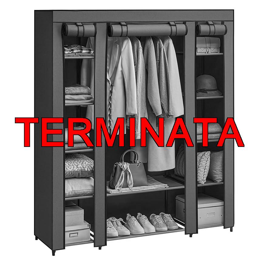 SONGMICS Guardaroba in Tessuto, Armadio Portatile per Camera da Letto, Appendiabiti con Copertura in Tessuto, Portabiti, 45 x 150 x 175 cm, 12 Scomparti, Struttura in Metallo, Blu scuro LSF003I02
