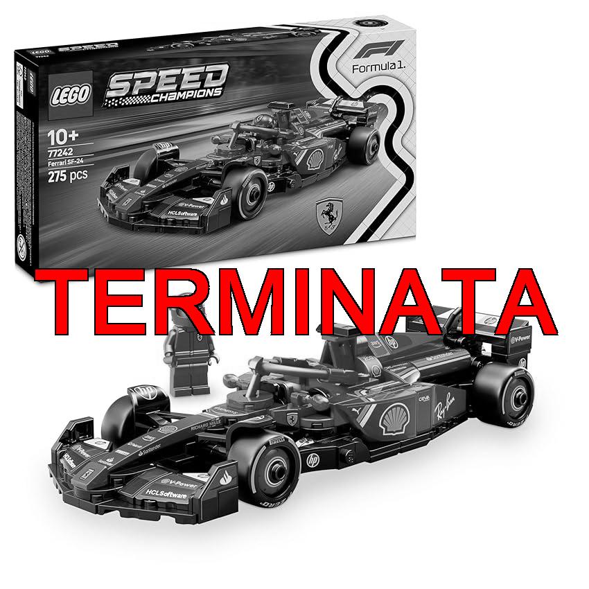 LEGO Speed Champions Auto da Corsa Ferrari F1 SF-24 Giocattolo da Collezione con Minifigure del Pilota di Formula 1 – Modello per Bambini da 10 Anni o per Adulti Fan degli Sport Automobilistici 77242